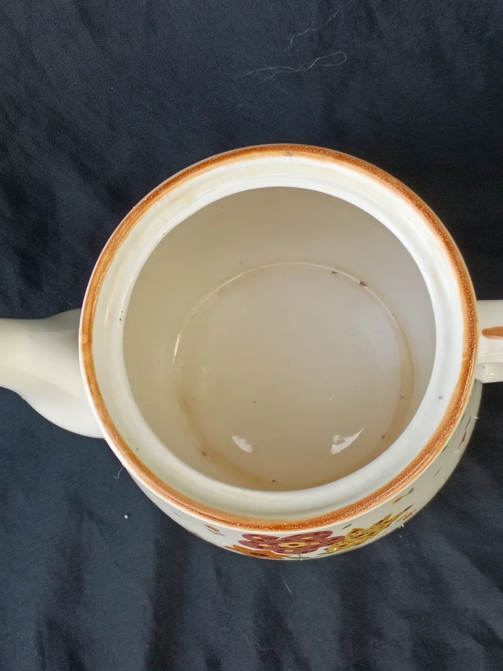Vtg Mid Century Davir Ceramic Teapot White w Patchwork Flowers Japan